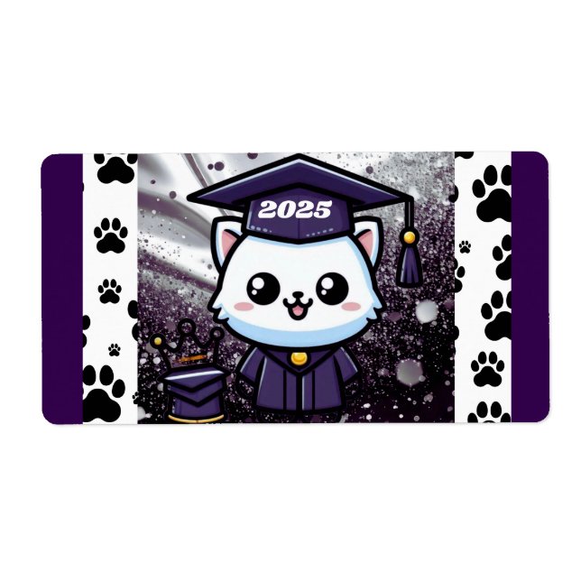 Elegant Gratuation Kattunge Lila Gown Balloon Fraktsedel (Framsidan)