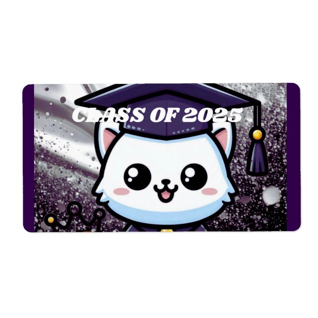 Elegant Gratuation Kattunge Lila Gown Balloon Fraktsedel (Framsidan)