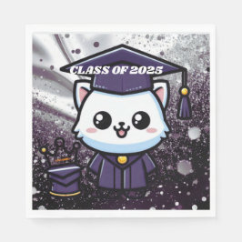 Elegant Gratuation Kattunge Lila Gown Balloon Pappersservett