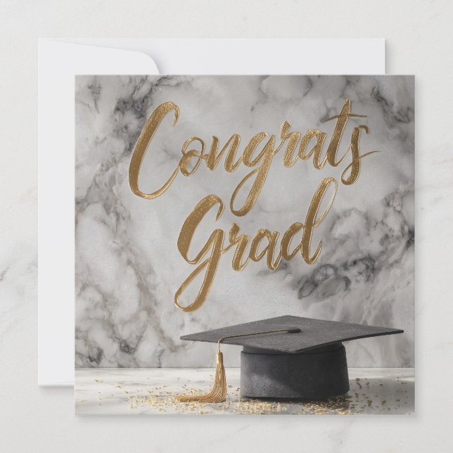 Elegant "Gratulerar Grad" med Studentmössa Julkort (Framsida)