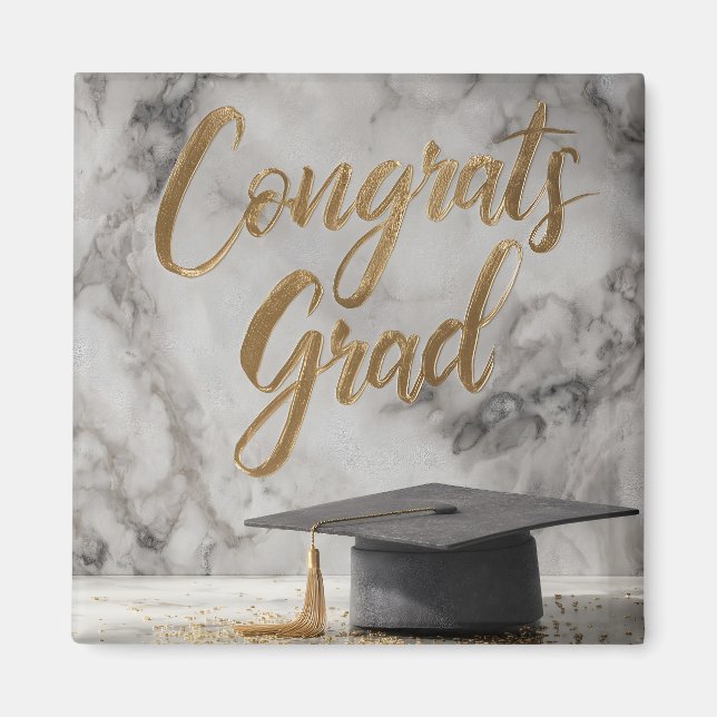 Elegant "Gratulerar Grad" med Studentmössa Magnet (Framsidan)