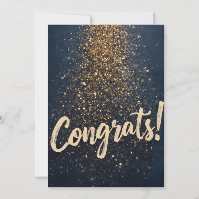 Elegant "Gratulerar"! Hälsning med Golden Confetti (Framsida)