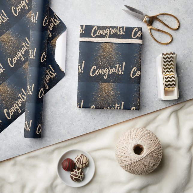 Elegant "Gratulerar"! Hälsning med Golden Confetti Presentpapper (Hantverk)