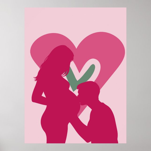 Elegant Gravid Kvinna Siluett Barnkammare Väggkons Poster (Framsidan)