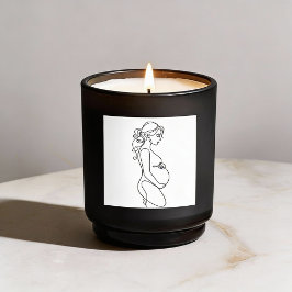 Elegant Gravid Line Art Minimaliststämpel Runt Klistermärke