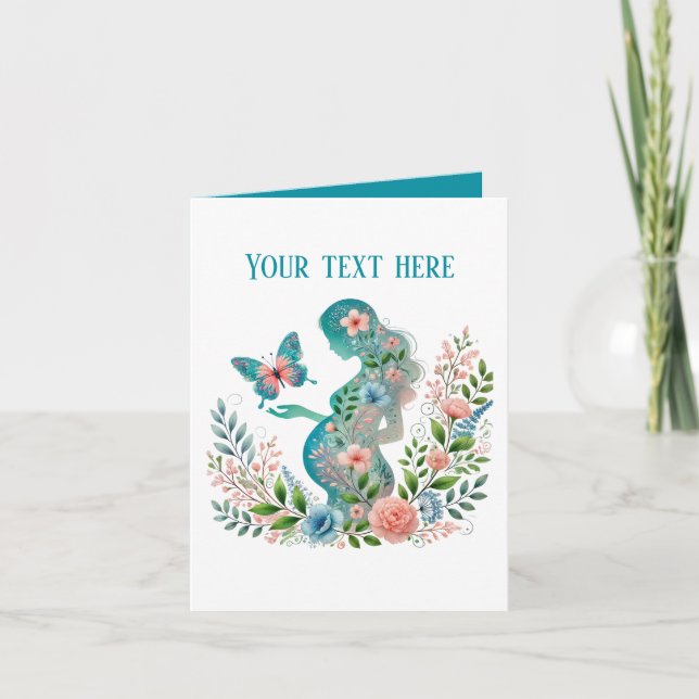 Elegant gravid Mamma lägger till text för alla syf Kort (Framsida)