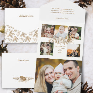 Elegant Gravyr Guld Jul Blommig 5-Foto