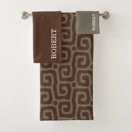 Elegant Gray &Brown Abstract Pattern Custom Name
