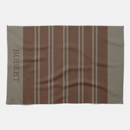 Elegant Gray &Brown Abstract Pattern script Name Kökshandduk