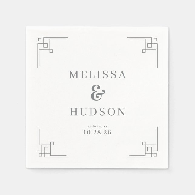 Elegant Gray Geometric Lines Pappersservett (Framsidan)