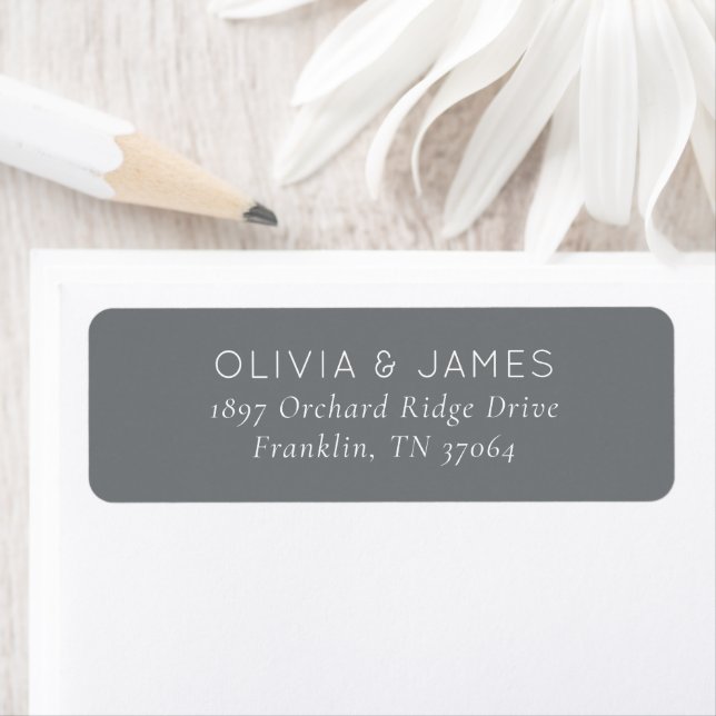 Elegant Gray Minimalist Invitation Returadress Etikett (Insitu)