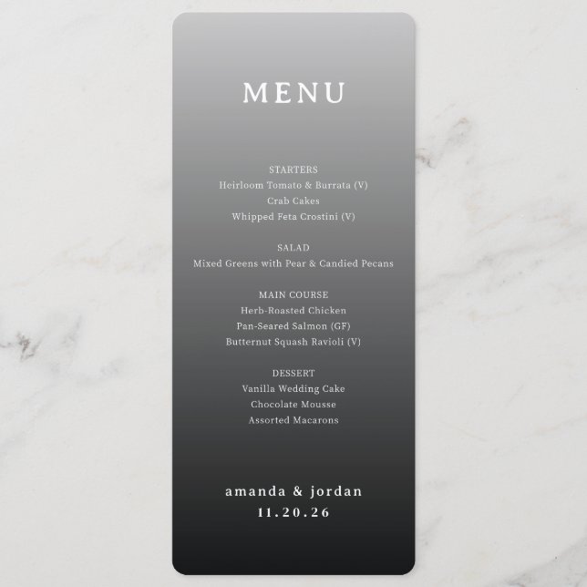 Elegant Gray Minimalist Menu Meny (Framsida)