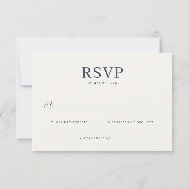 Elegant Gray Minimalist RSVP OSA Kort (Framsida)