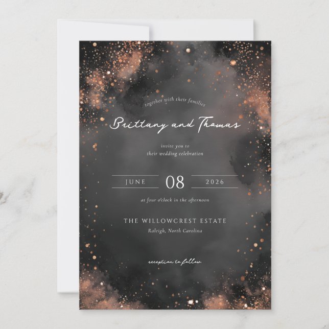 Elegant Gray Sparkling Wedding Invitations Inbjudningar (Framsida)
