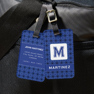 Elegant Grayish Blue Luggage Tag for Man Bagagebricka