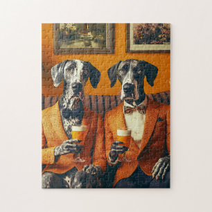 Elegant Great dane Hundar Orange Kostym Pussel