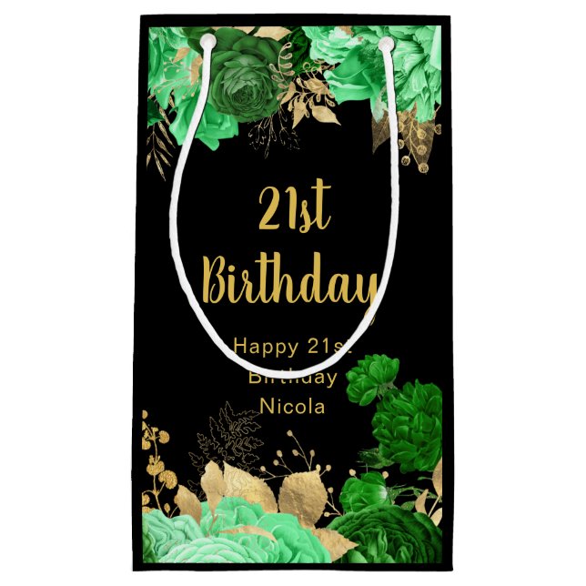 Elegant Green and Gold Flowers Birthday Party (Framsidan)