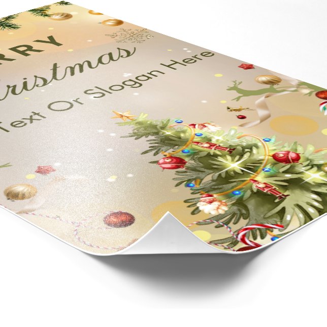 Elegant Green and Gold Modern Merry Christmas Post Fototryck (Hörn)