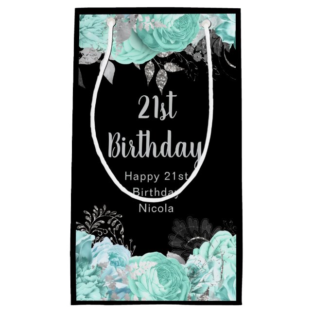 Elegant Green and Silver Flowers Birthday Party (Framsidan)