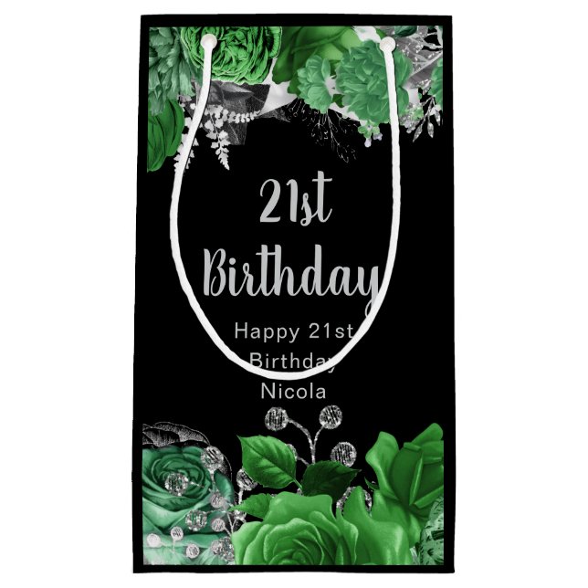 Elegant Green and Silver Flowers Birthday Party  (Framsidan)