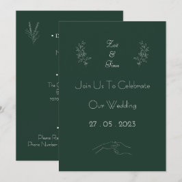 Elegant Green And White Floral Simple Invitation Inbjudningar