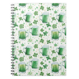 Elegant Green Beer Mugs and Shamrocks White Anteckningsbok