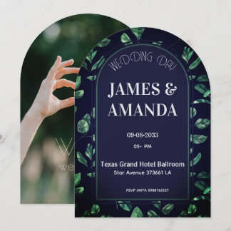 Elegant Green & Blue Floral theme Inbjudningar