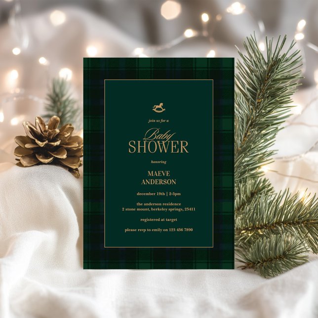 Elegant Green blue tartan Plaid Invitation Inbjudningar (Skapare uppladdad)