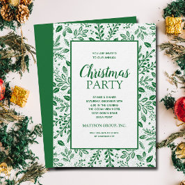Elegant Green Botanicals Christmas Party Inbjudningar