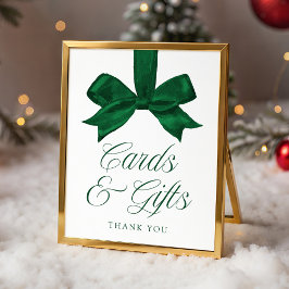 Elegant Green Bow Baby Shower Cards and Gifts Sign Poster