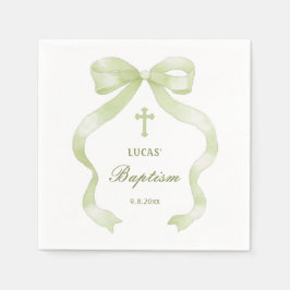 Elegant Green Bow Baptism Pappersservett