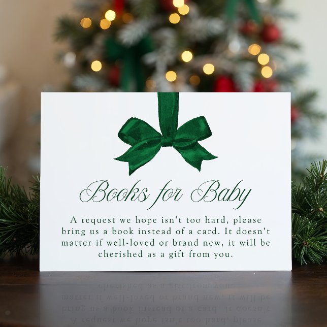 Elegant Green Bow Christmas Books For Baby Tilläggskort (Skapare uppladdad)