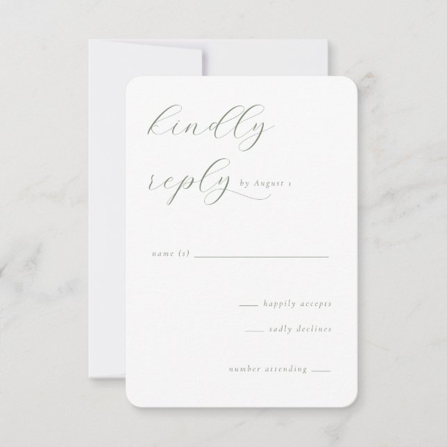 Elegant Green Calligraphy OSA Kort (Framsida)
