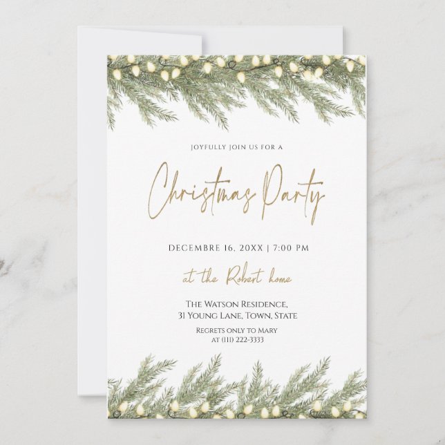 Elegant Green Christmas Party  Invitation Inbjudningar (Framsida)