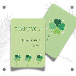 Elegant Green Clover Zazzle Thank You Card Tack Kort