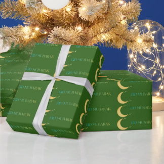 Elegant Green Eid Wrapping Paper Presentpapper