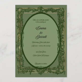 Elegant Green Filigree Wedding Invitation Inbjudningar