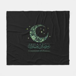 Elegant Green Floral Crescent Ramadan Mubarak Arab Fleecefilt