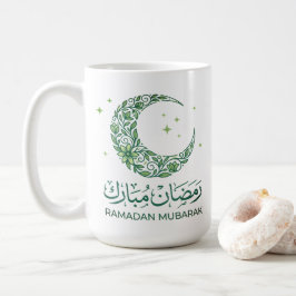 Elegant Green Floral Crescent Ramadan Mubarak Arab Kaffemugg