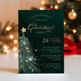 Elegant Green Gold Christmas Party  Inbjudningar