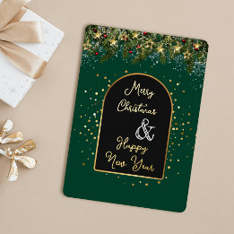 Elegant Green Gold Foil Christmas New Year 