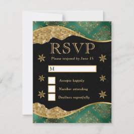 Elegant Green & Gold Snowflake Wedding OSA Kort