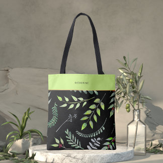 Elegant Green Leaves Pattern Classy Trendy Tygkasse