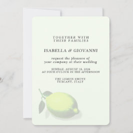 Elegant Green Lemon Tuscany Wedding Inbjudningar
