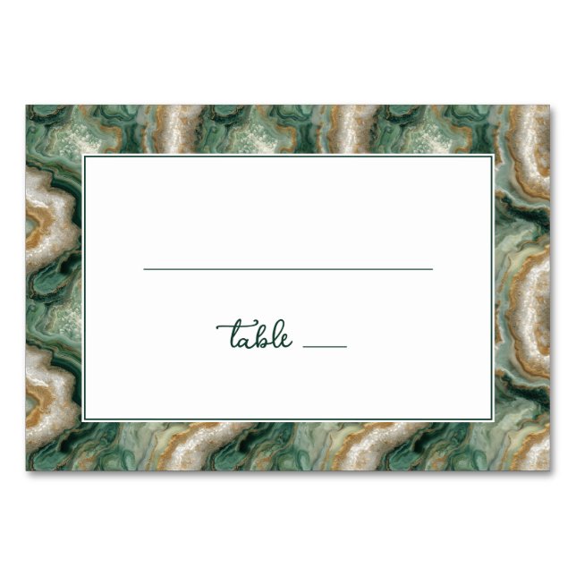 Elegant Green Marble Border Bordsnummer (Framsidan)