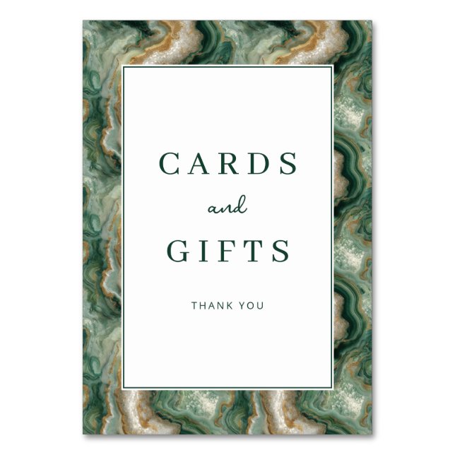 Elegant Green Marbled Gratitude Card Bordsnummer (Framsidan)