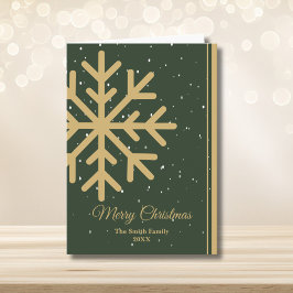 Elegant Green Merry Christmas Snowflake Folded Helgkort