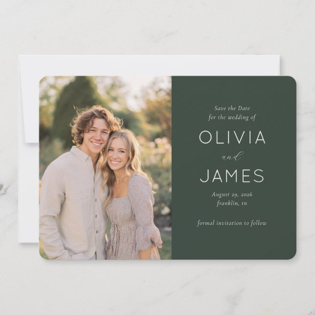 Elegant Green Modern Photo Spara Datumet (Framsida)