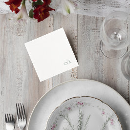 Elegant Green Monogram Wedding Cocktail Napkin Pappersservett