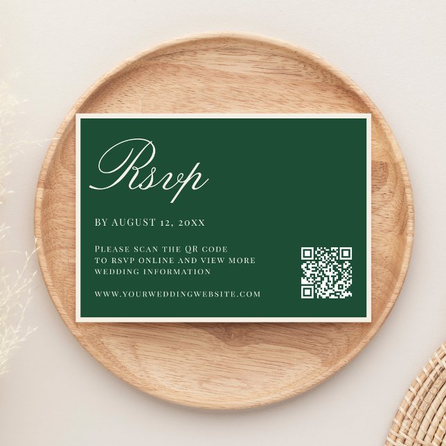 Elegant Green Old Money QR Code Wedding OSA Kort (Skapare uppladdad)